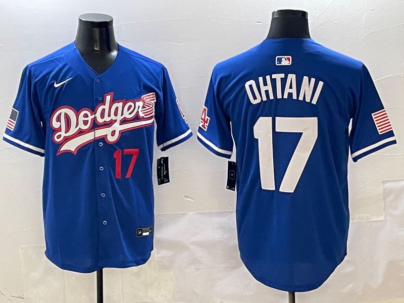 Men Los Angeles Dodgers #17 Ohtani Blue Second generation Joint Name Nike 2025 MLB Jersey style 12